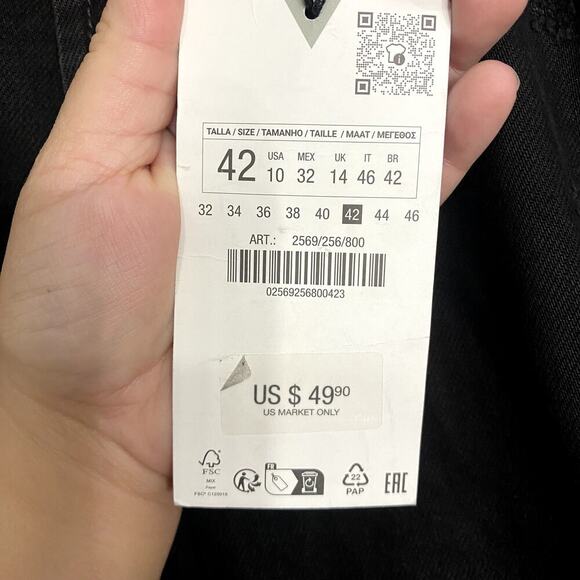 Zara Womens Distressed Ripped Jeans, Black, 10 - Picture 4 of 9